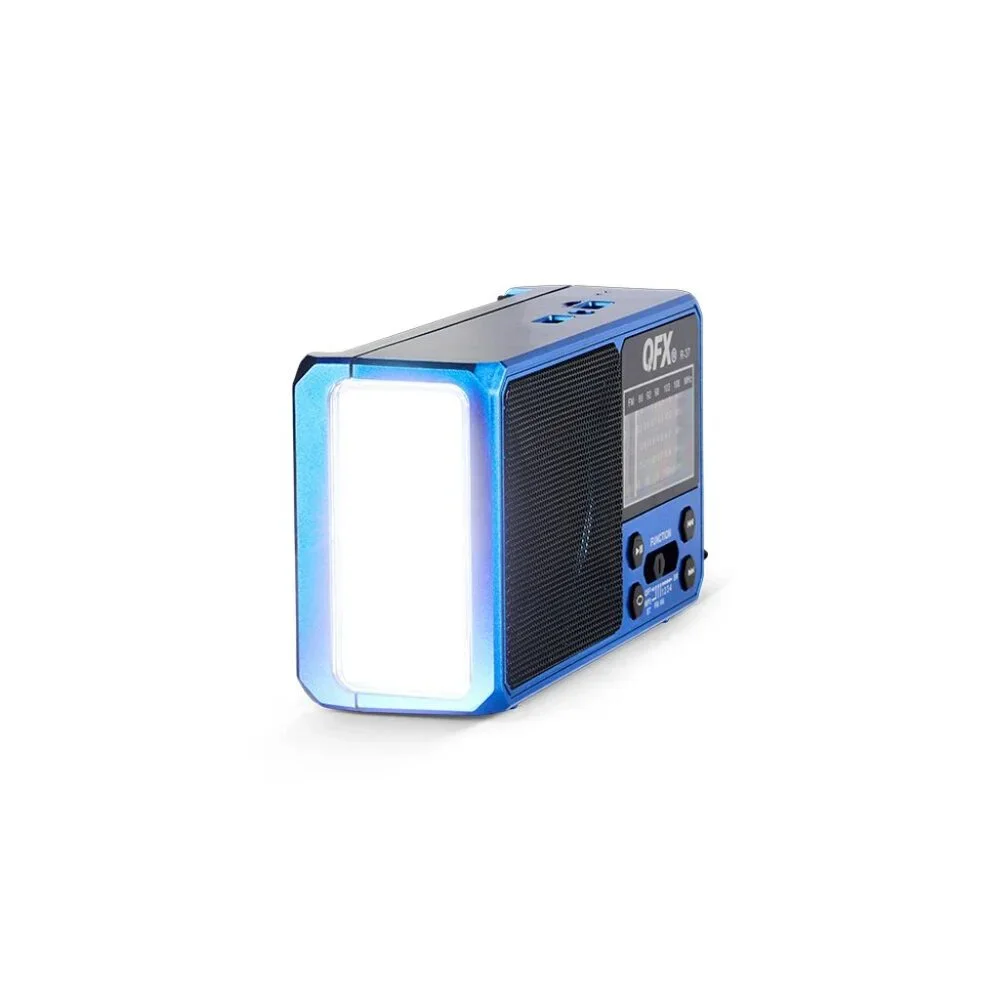 QFX R-37 Blue 3-In-1 Rechargeable AM/FM/SW1-SW4 6-Band Solar Radio +light+USB/SD - Picture 2 of 3